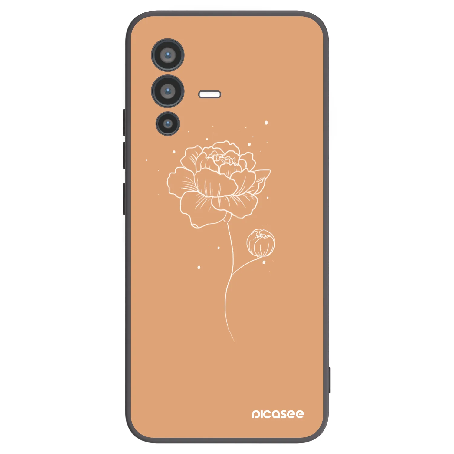Picasee Vivo V23 5G Hülle - Schwarzes Silikon - Peonies