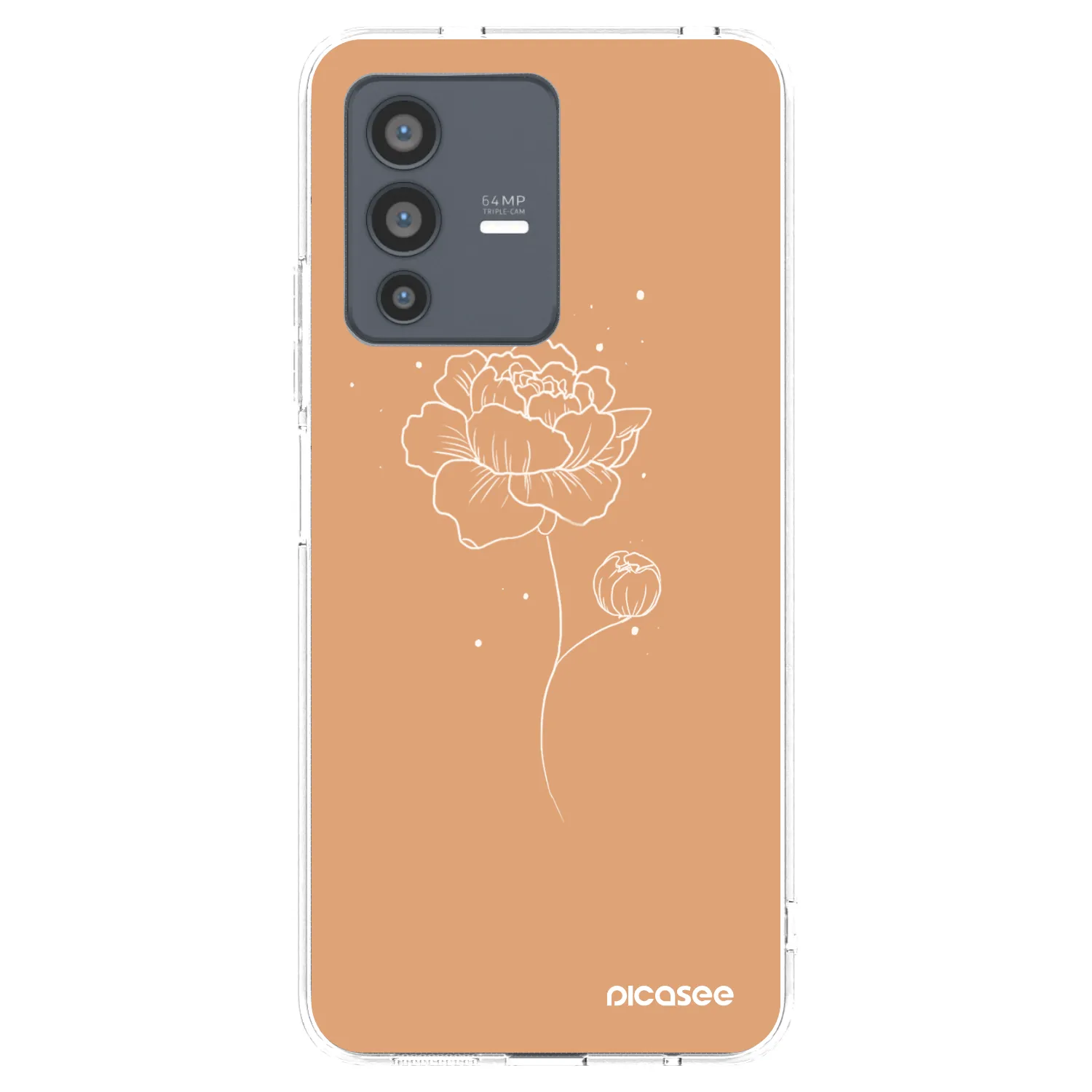 Picasee Vivo V23 5G Hülle - Transparentes Silikon - Peonies