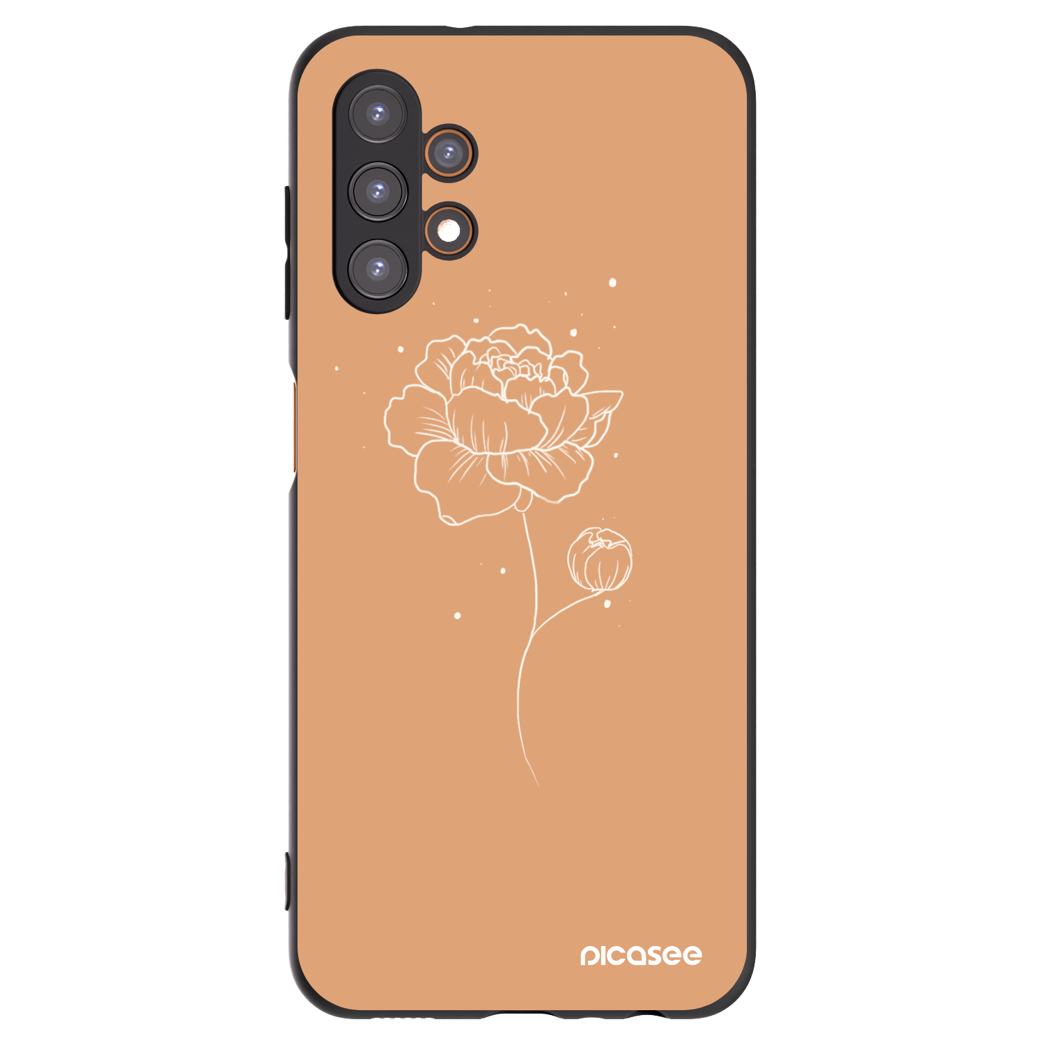 Picasee Samsung Galaxy A13 4G A135 Hülle - Schwarzes Silikon - Peonies