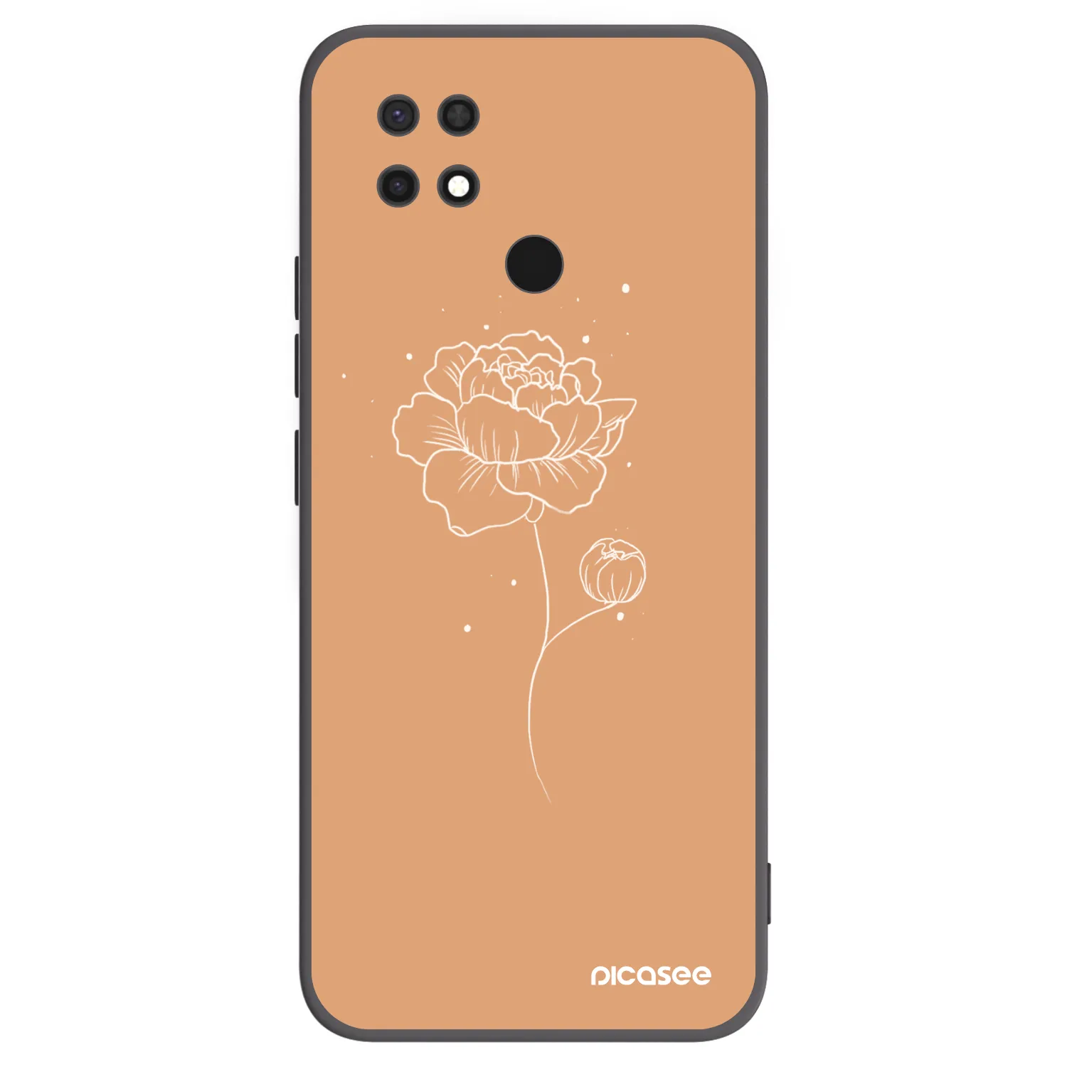 Picasee Xiaomi Redmi 10C Hülle - Schwarzes Silikon - Peonies