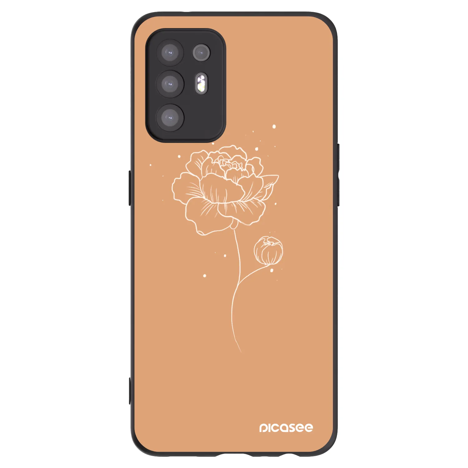 Picasee OPPO A94 5G Hülle - Schwarzes Silikon - Peonies