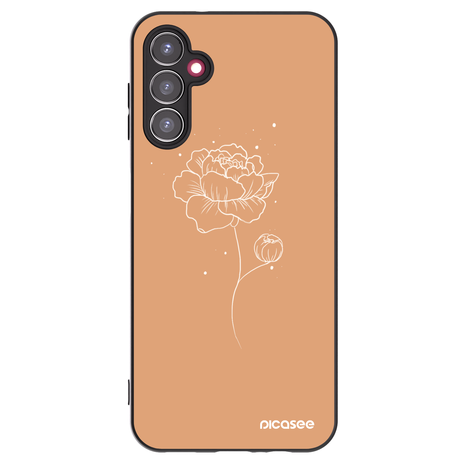 Picasee Samsung Galaxy A14 5G A146P Hülle - Schwarzes Silikon - Peonies