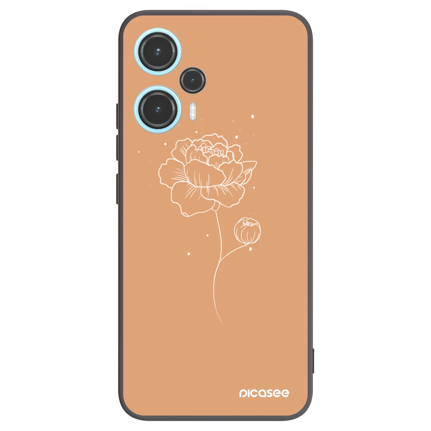 Picasee Xiaomi Poco F5 Hülle - Schwarzes Silikon - Peonies
