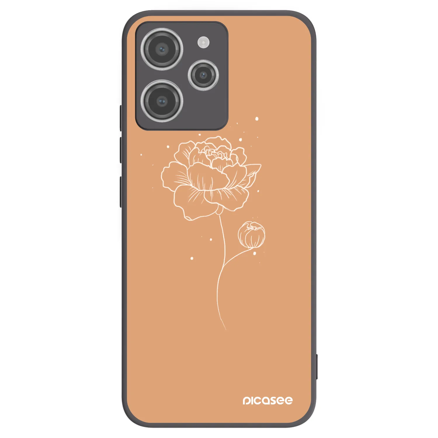 Picasee Xiaomi Redmi 12 4G Hülle - Schwarzes Silikon - Peonies