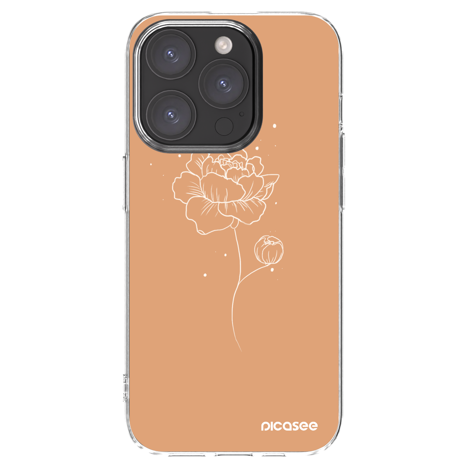 Picasee Apple iPhone 15 Pro Hülle - Transparentes Silikon - Peonies