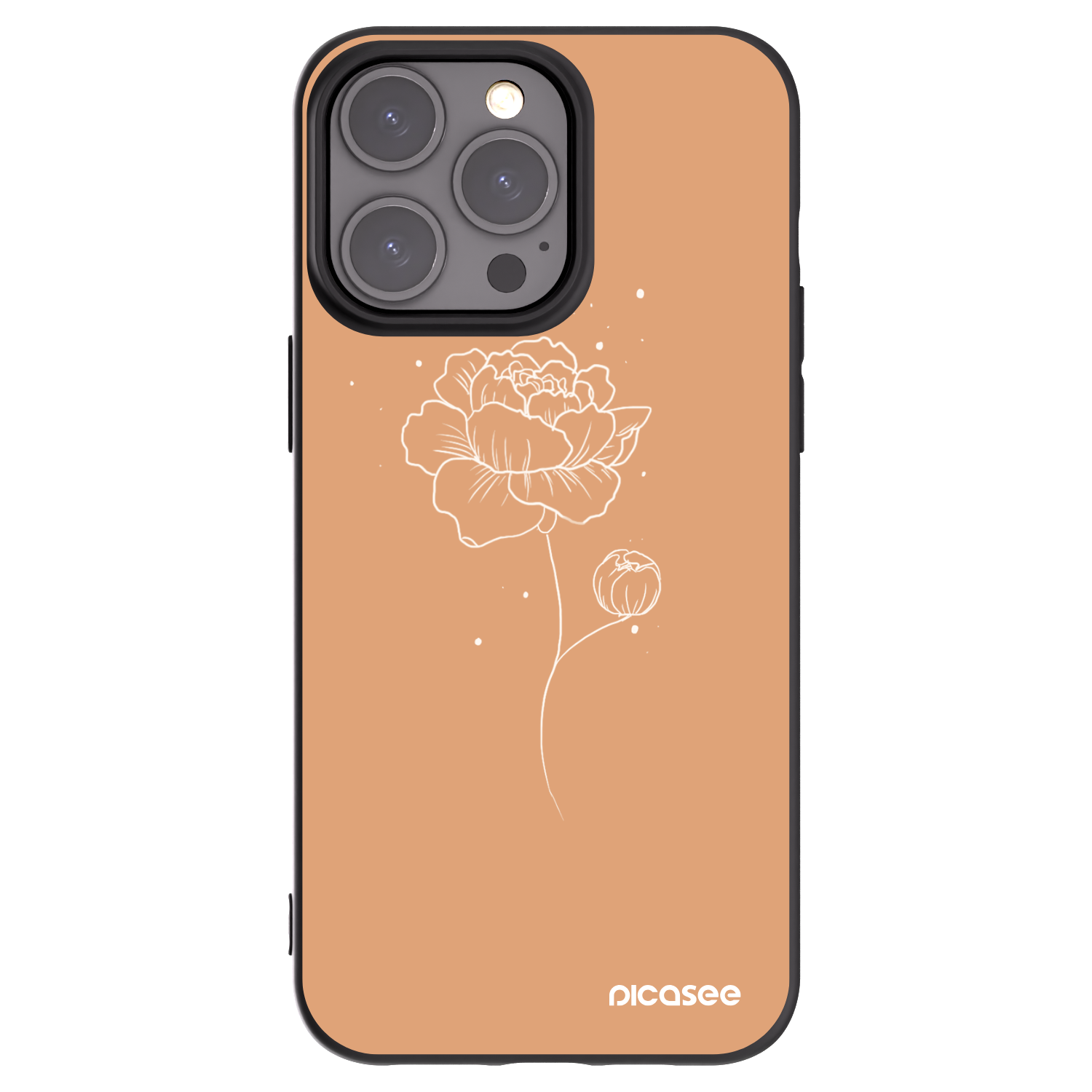 Picasee Apple iPhone 15 Pro Max Hülle - Schwarzes Silikon - Peonies