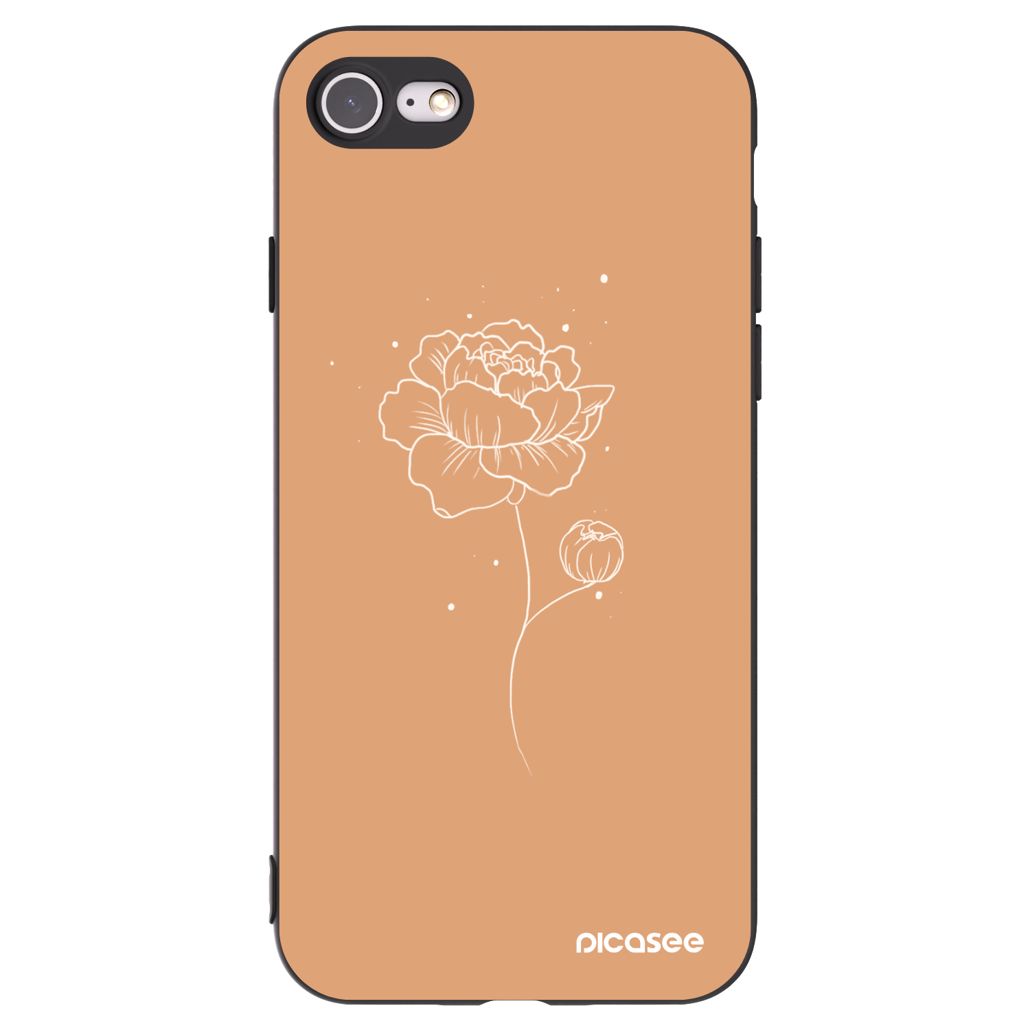 Picasee Apple iPhone 7 Hülle - Schwarzes Silikon - Peonies