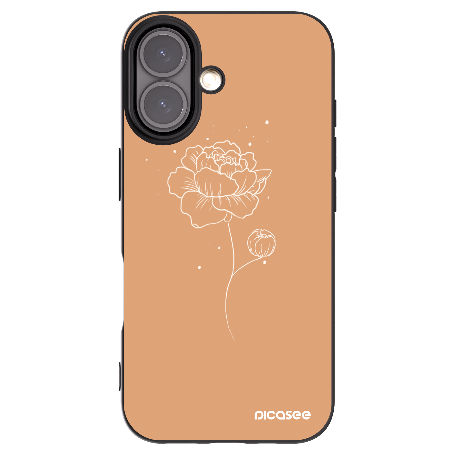 Picasee Apple iPhone 16 Hülle - Schwarzes Silikon - Peonies