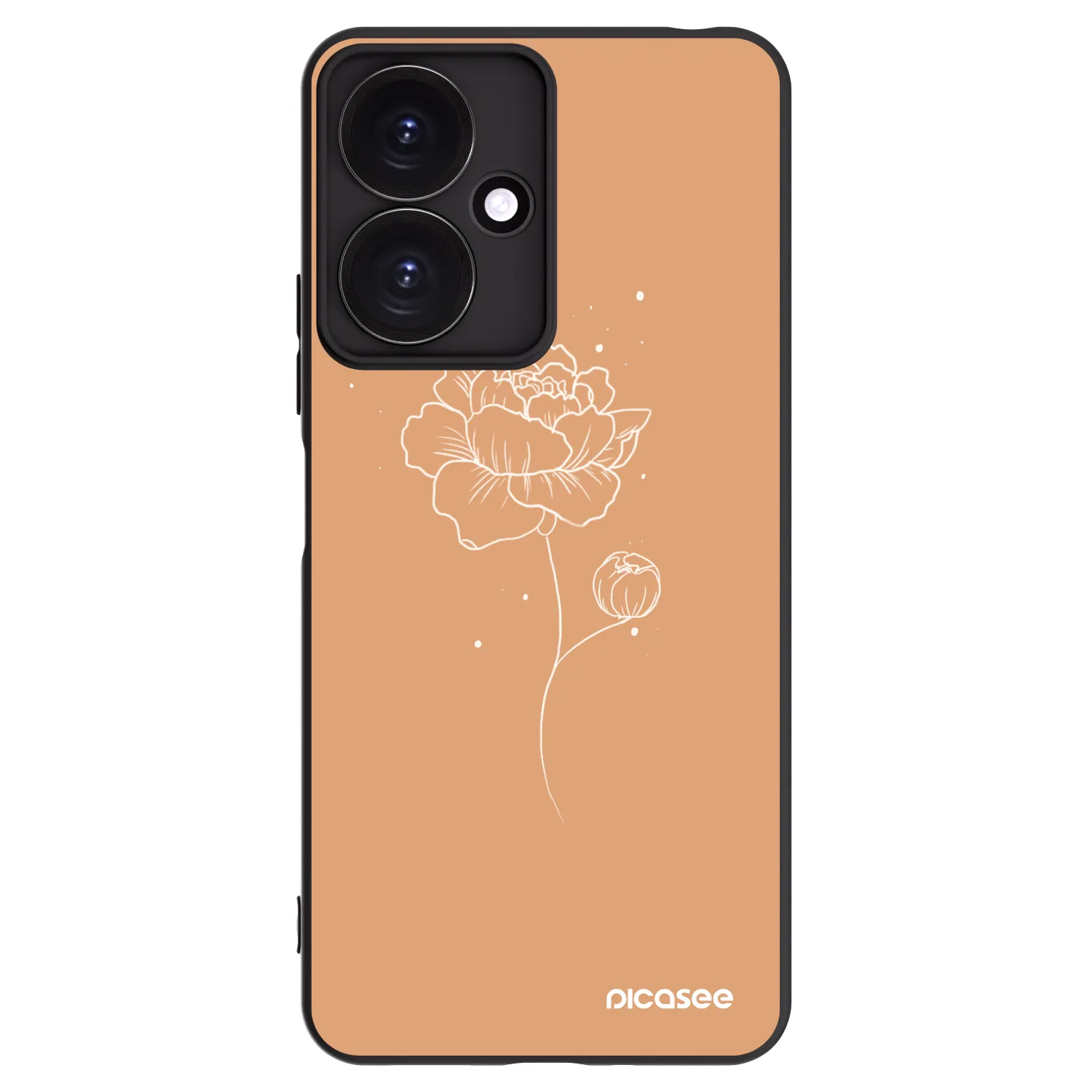 Picasee Xiaomi Redmi 13C 5G Hülle - Schwarzes Silikon - Peonies