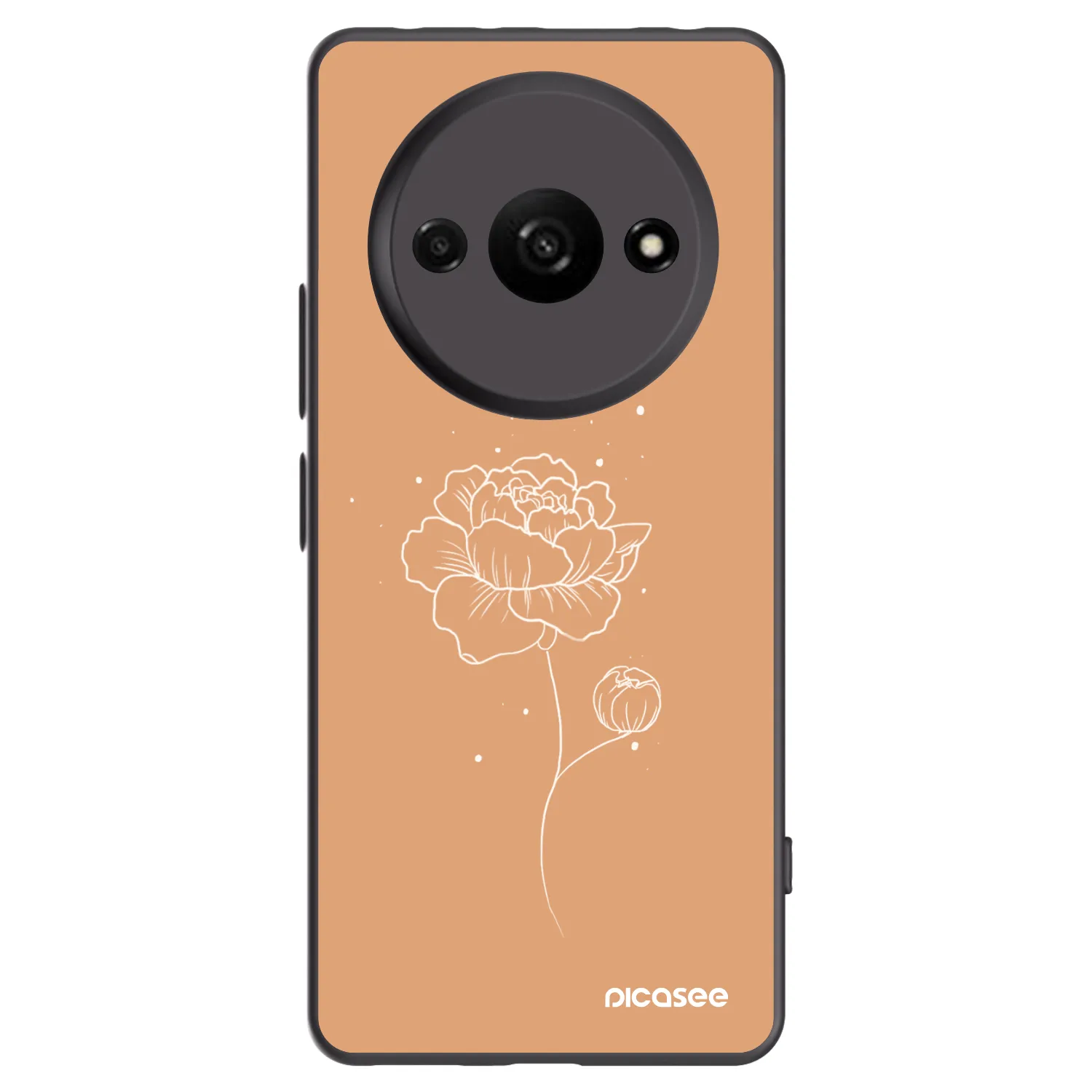 Picasee Xiaomi Redmi A3 Hülle - Schwarzes Silikon - Peonies