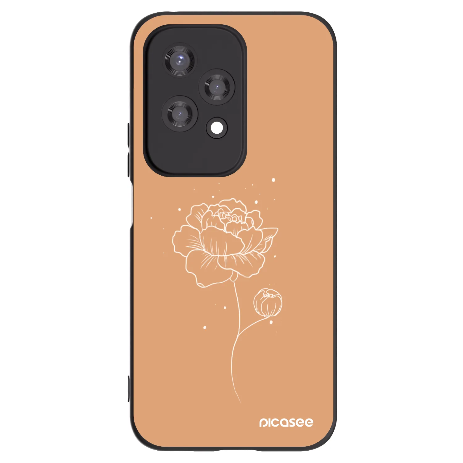 Picasee Honor 200 Lite Hülle - Schwarzes Silikon - Peonies