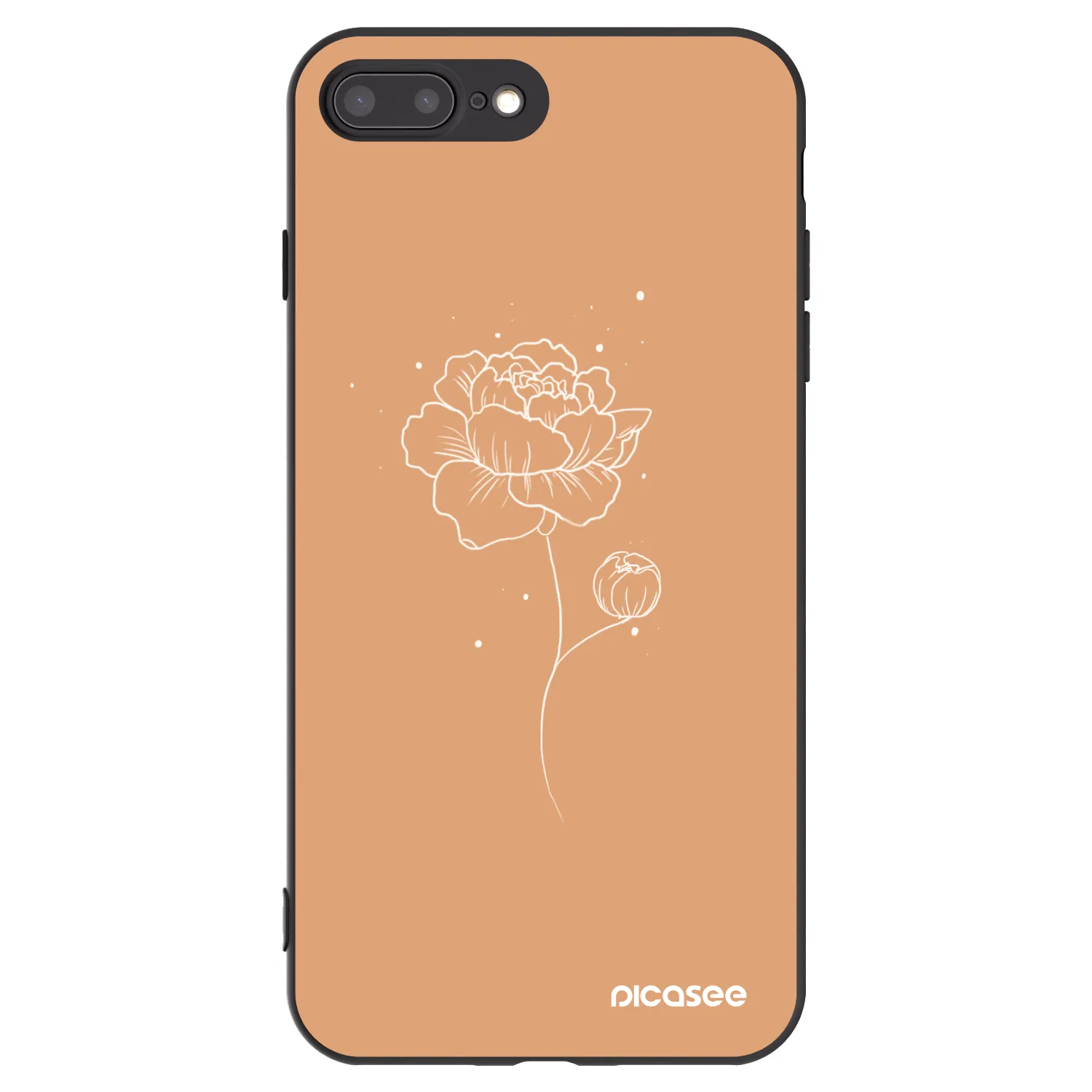 Picasee Apple iPhone 7 Plus Hülle - Schwarzes Silikon - Peonies