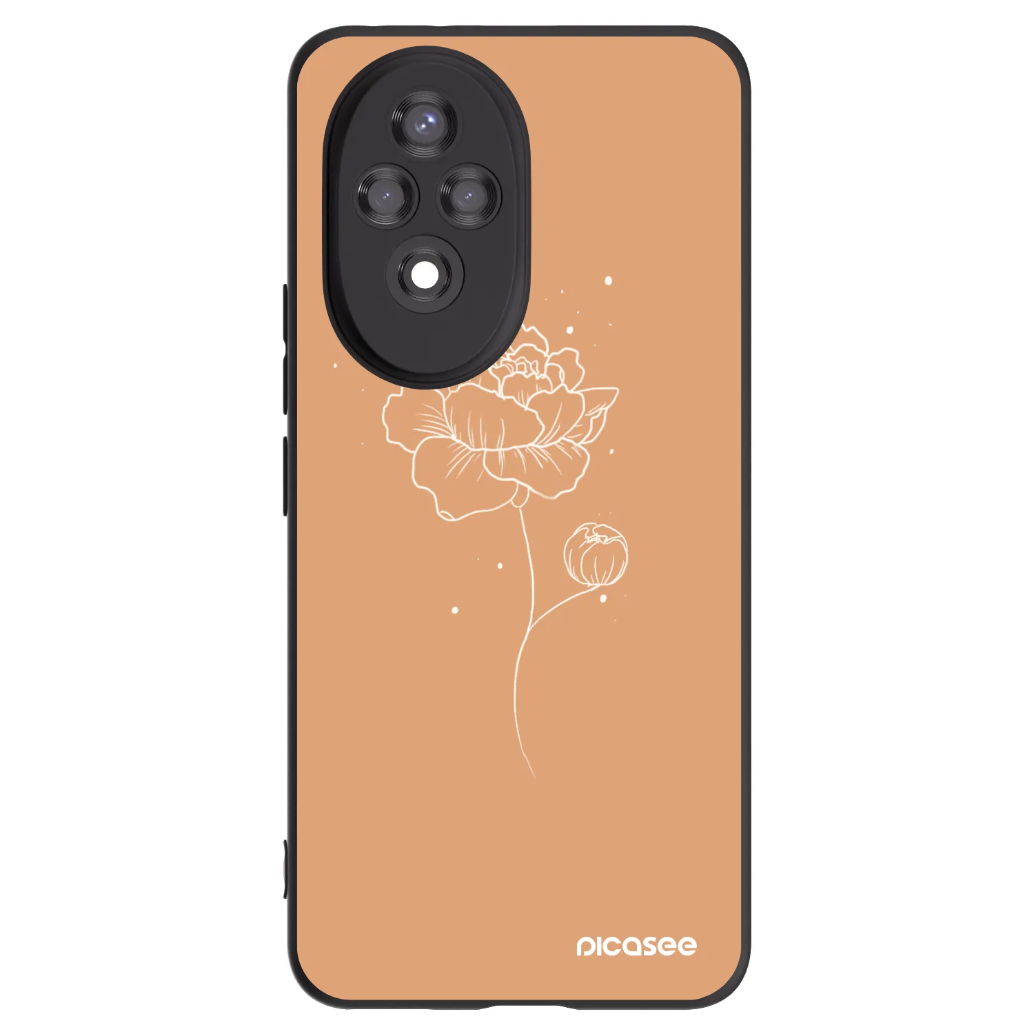 Picasee Honor 200 Pro 5G Hülle - Schwarzes Silikon - Peonies