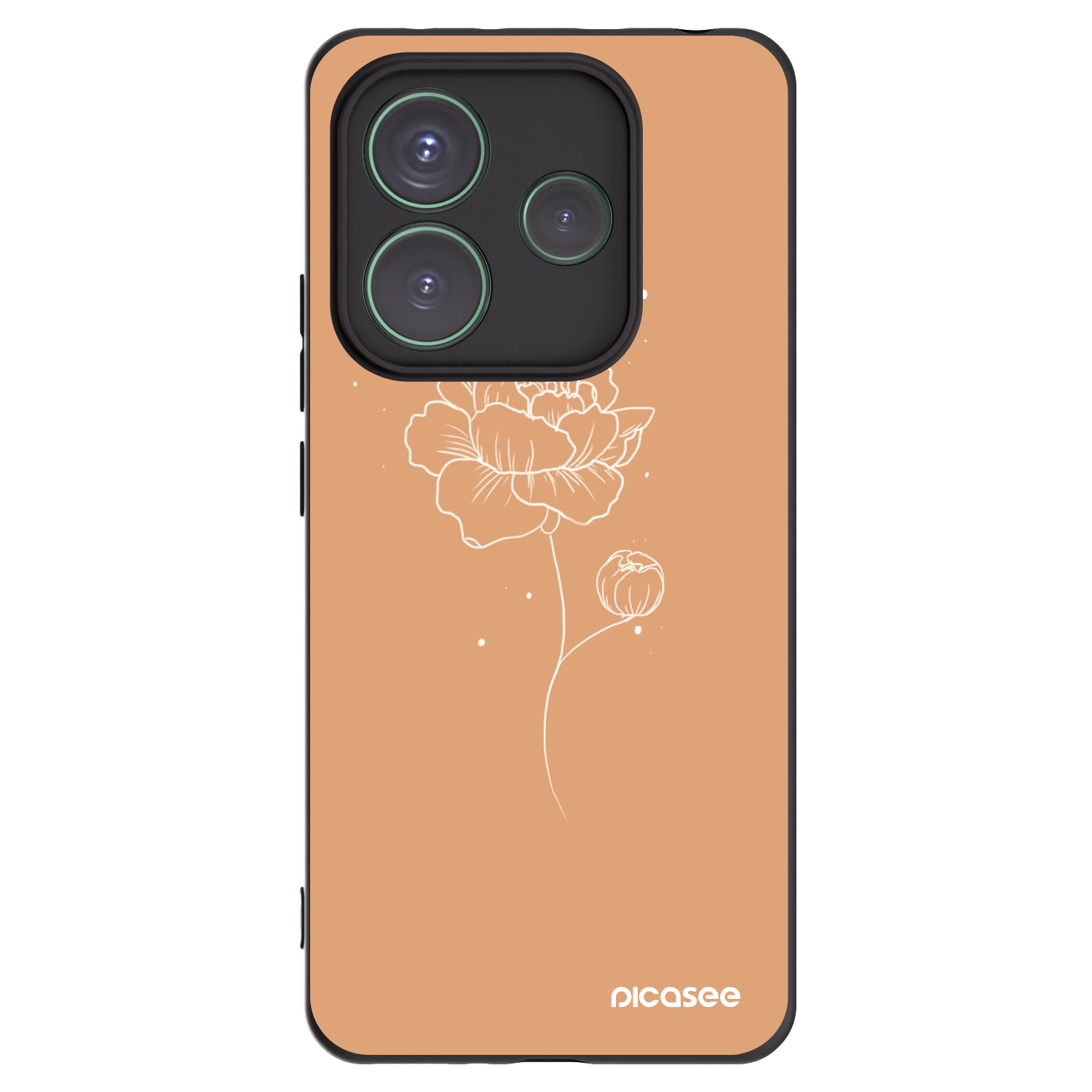 Picasee Xiaomi Redmi Note 14 5G Hülle - Schwarzes Silikon - Peonies