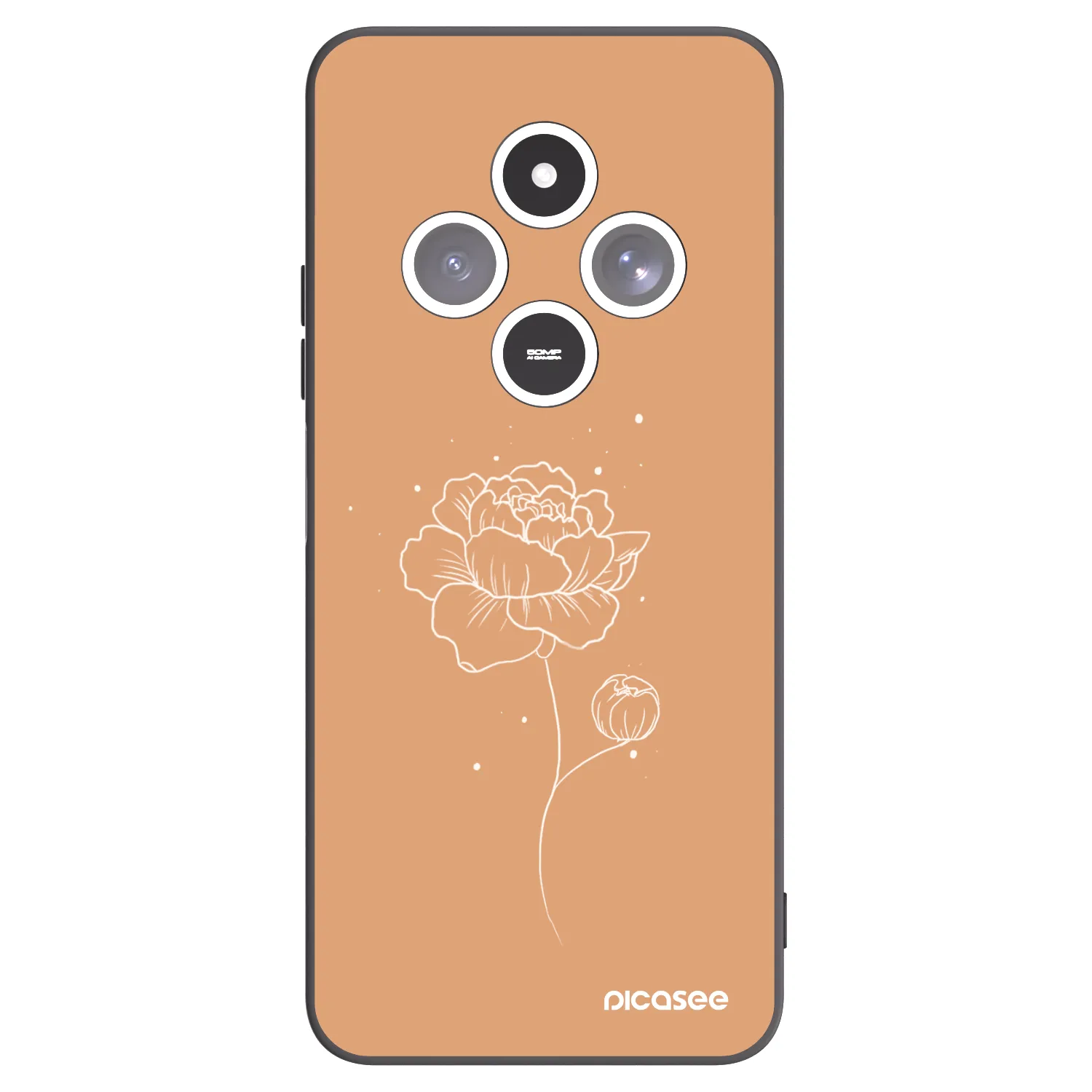 Picasee Xiaomi Redmi 14C Hülle - Schwarzes Silikon - Peonies