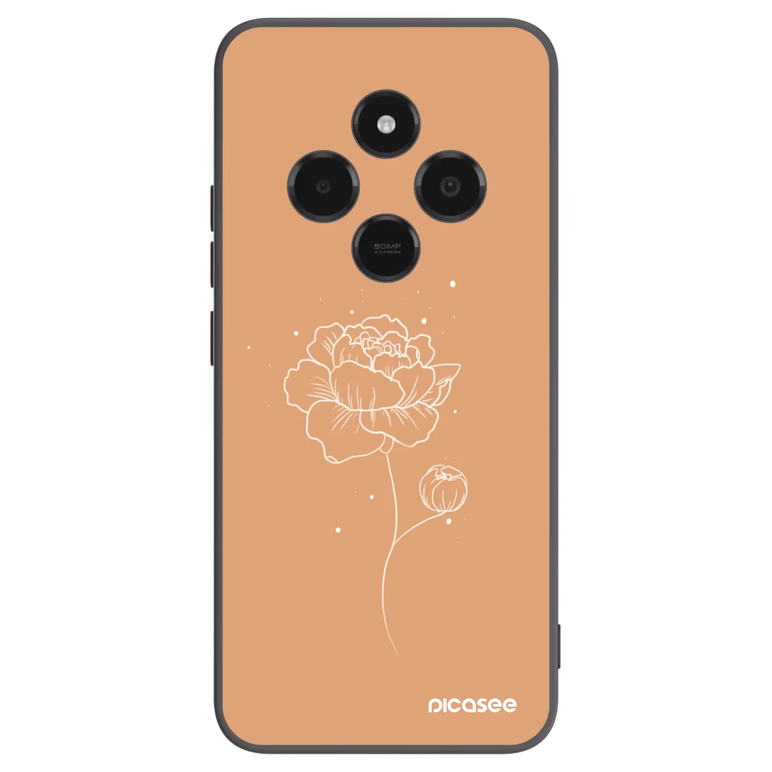 Picasee Xiaomi Poco C75 Hülle - Schwarzes Silikon - Peonies