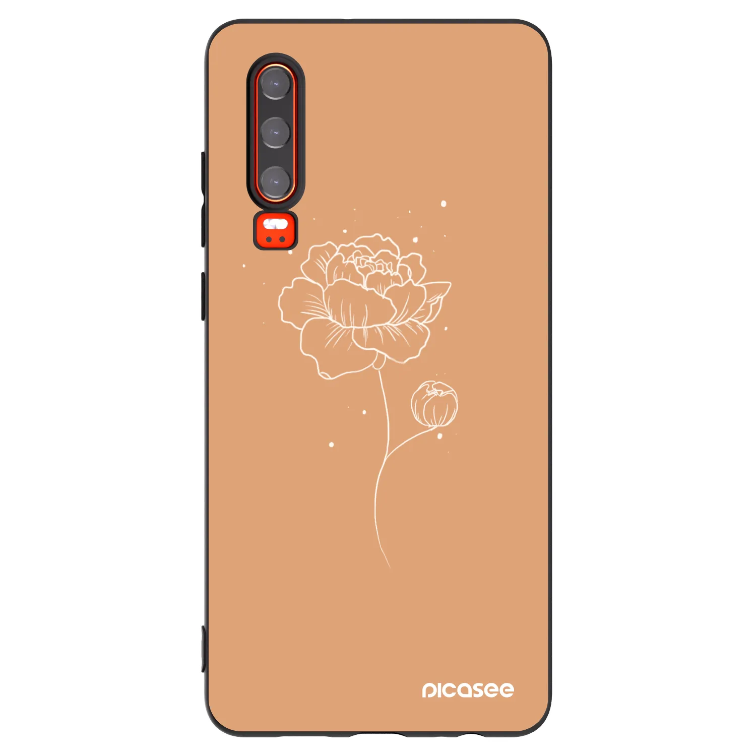 Picasee Huawei P30 Hülle - Schwarzes Silikon - Peonies