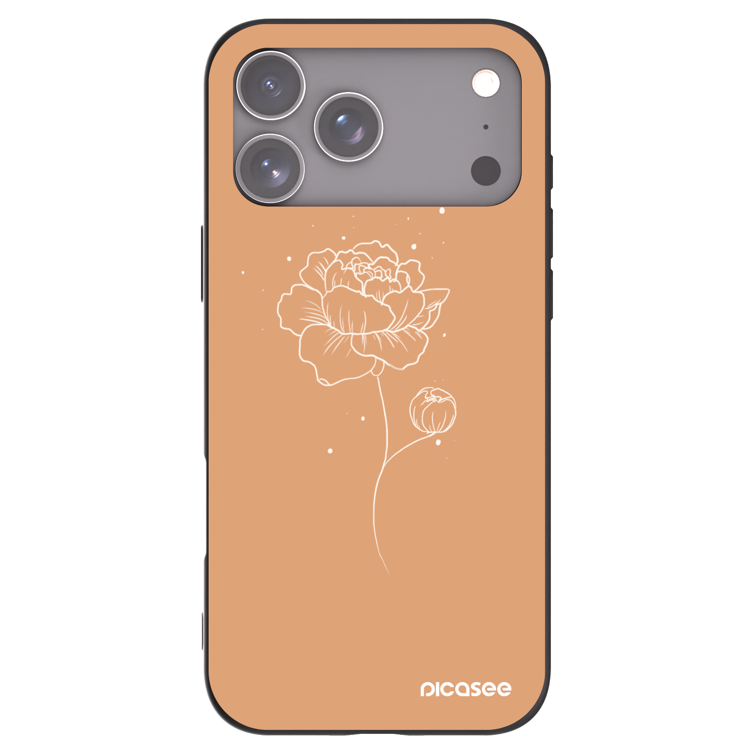 Picasee Apple iPhone 17 Pro Max Hülle - Schwarzes Silikon - Peonies