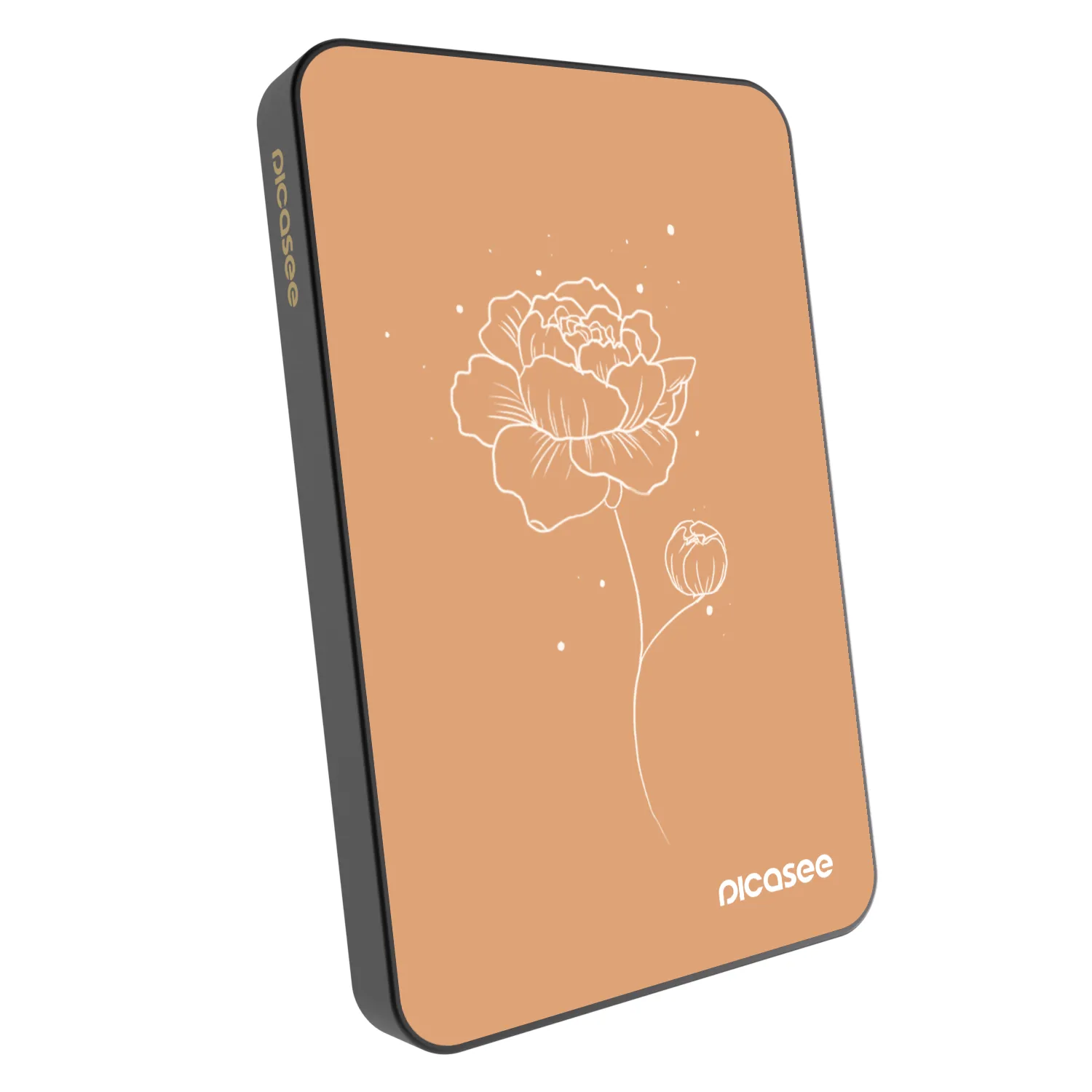 Picasee Powerbank mit MagSafe 5 000 mAh Grau - Peonies