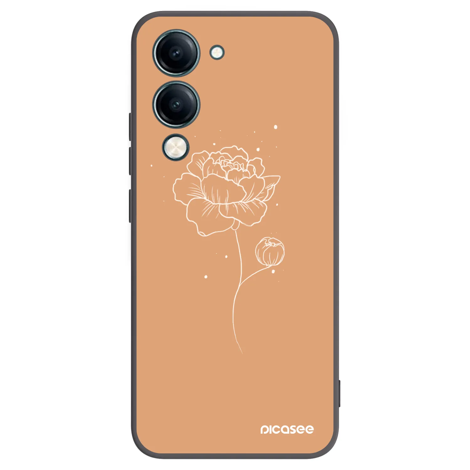 Picasee Vivo Y29s 5G Hülle - Schwarzes Silikon - Peonies