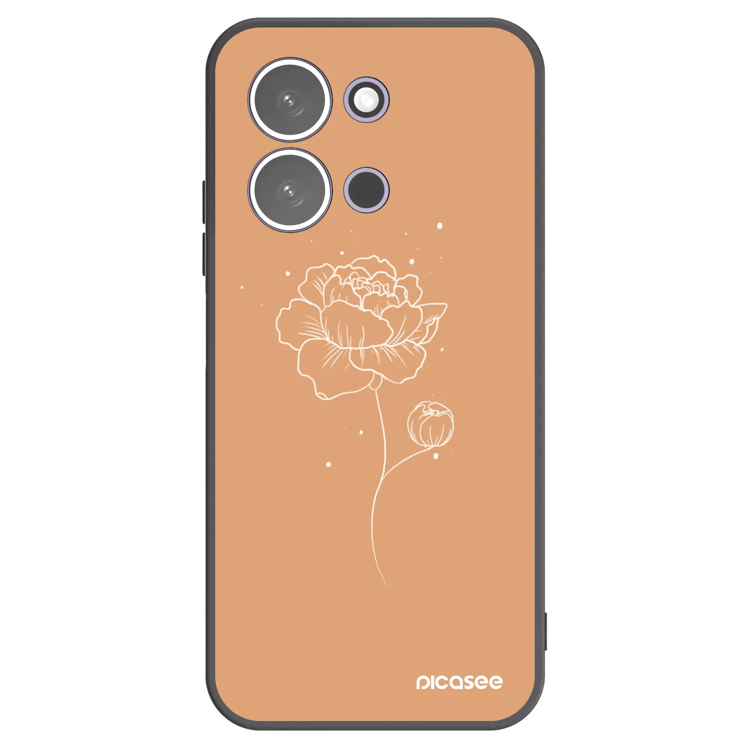 Picasee Xiaomi Redmi 15C 5G Hülle - Schwarzes Silikon - Peonies
