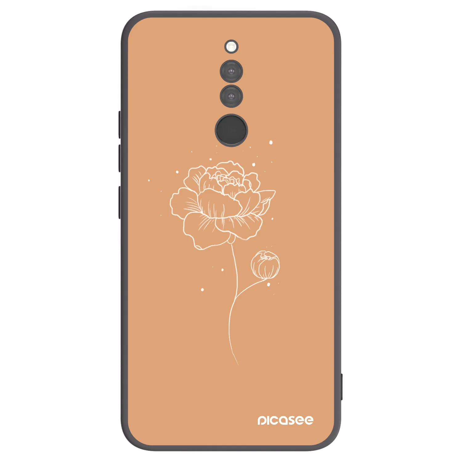 Picasee Xiaomi Redmi 8 Hülle - Schwarzes Silikon - Peonies