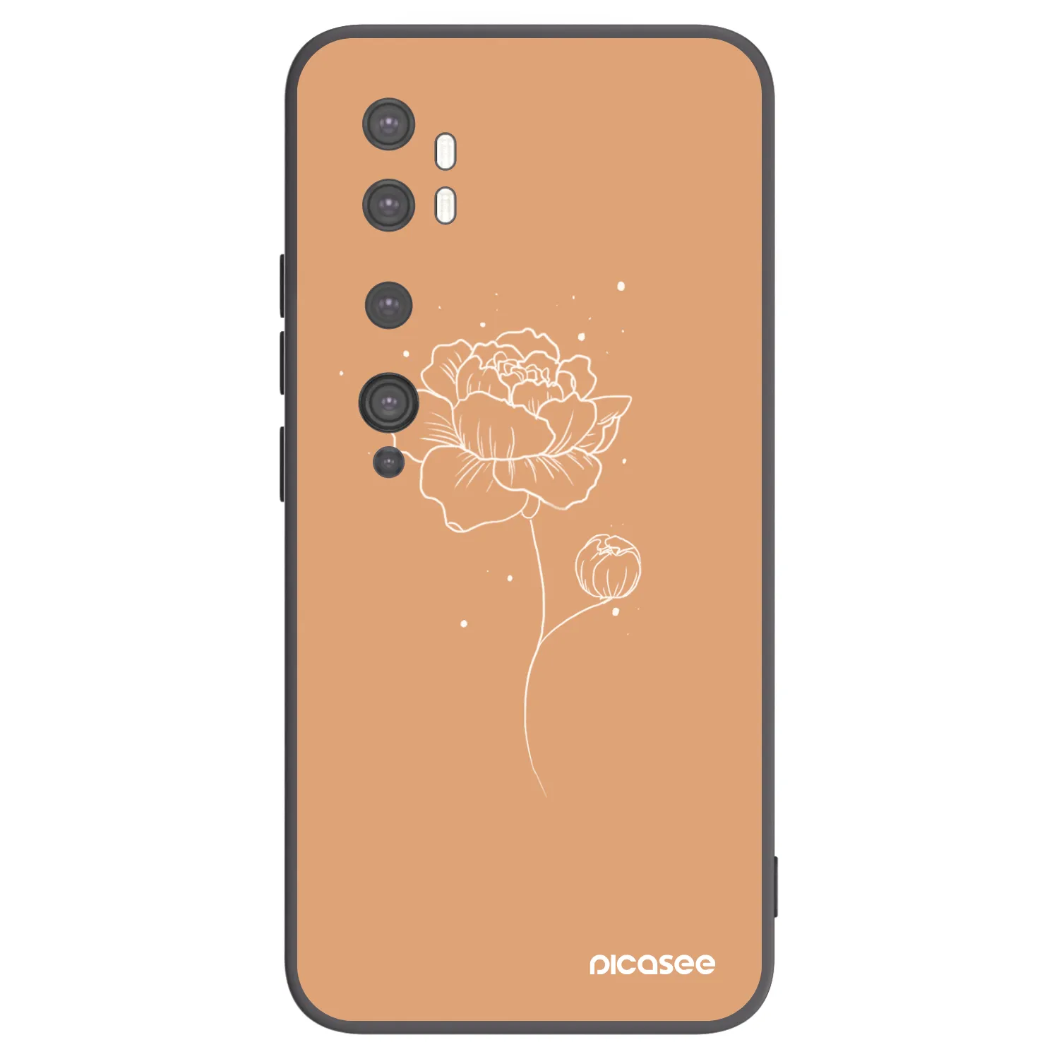 Picasee Xiaomi Mi Note 10 (Pro) Hülle - Schwarzes Silikon - Peonies