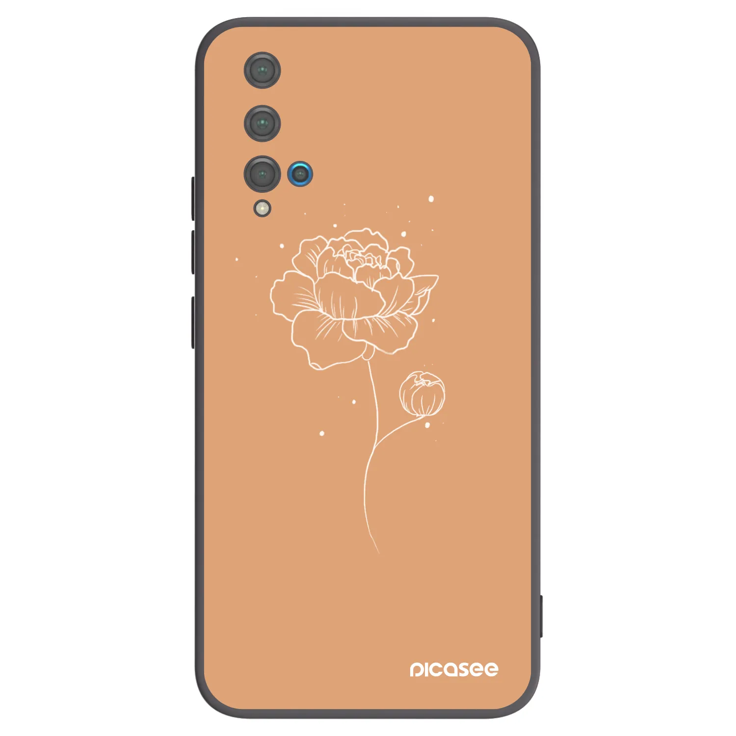 Picasee Huawei Nova 5T Hülle - Schwarzes Silikon - Peonies