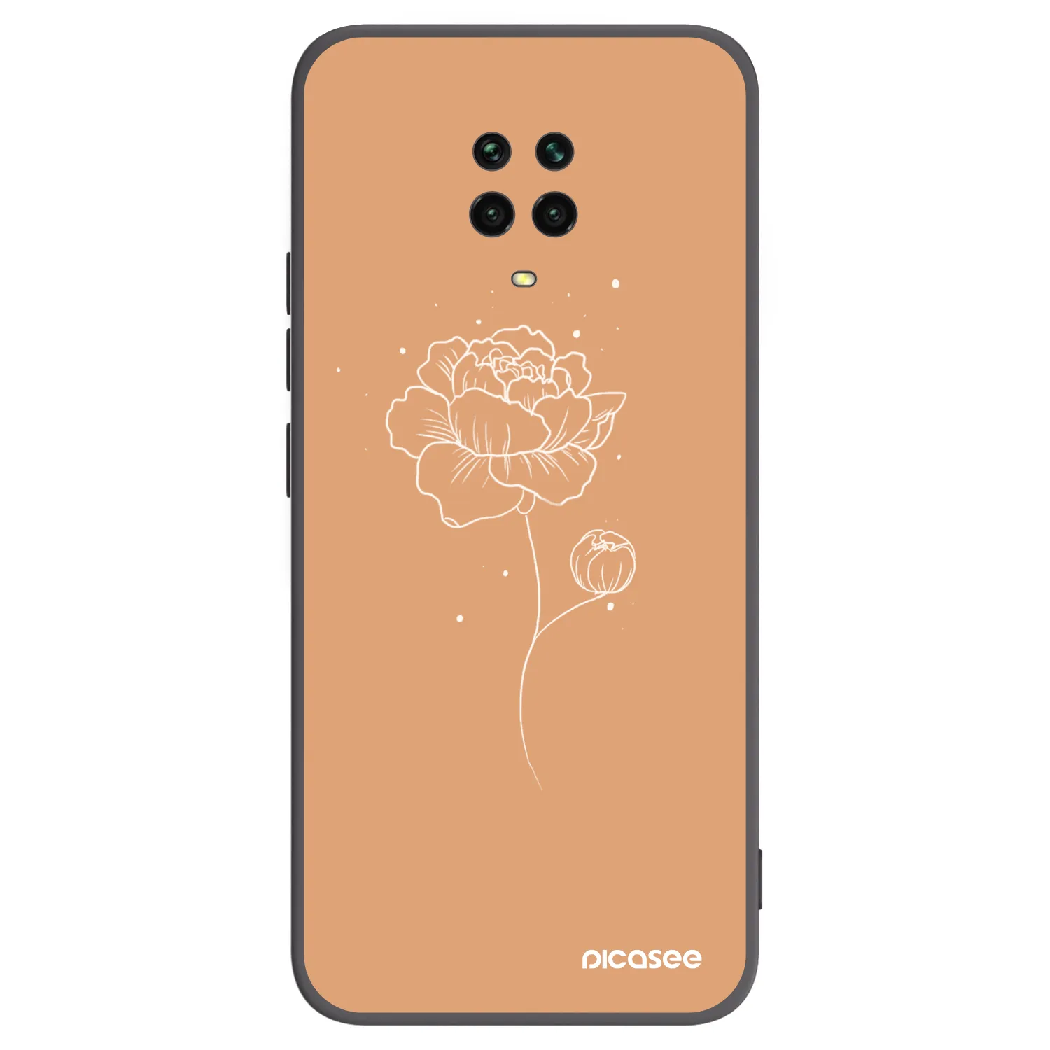 Picasee Xiaomi Redmi Note 9S Hülle - Schwarzes Silikon - Peonies