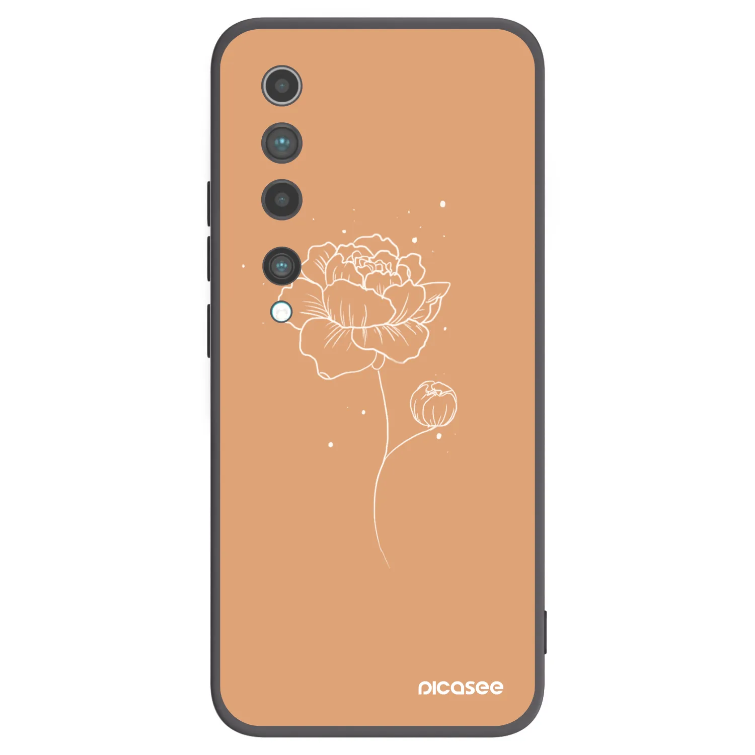 Picasee Xiaomi Mi 10 Hülle - Schwarzes Silikon - Peonies