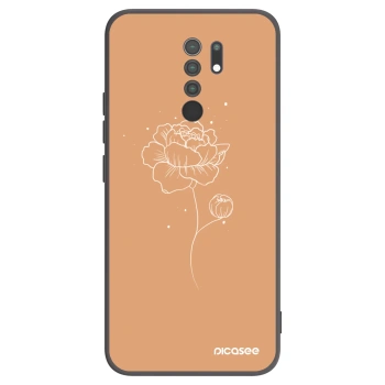 Picasee Xiaomi Redmi 9 Hülle - Schwarzes Silikon - Peonies