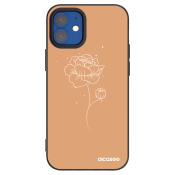 Picasee Apple iPhone 12 mini Hülle - Schwarzes Silikon - Peonies