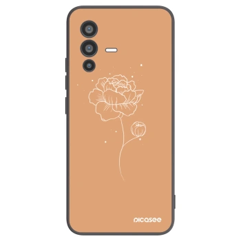 Picasee Vivo V23 5G Hülle - Schwarzes Silikon - Peonies