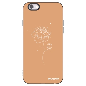 Picasee Apple iPhone 6/6S Hülle - Schwarzes Silikon - Peonies