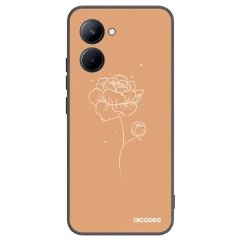Picasee Realme C33 (2023) Hülle - Schwarzes Silikon - Peonies