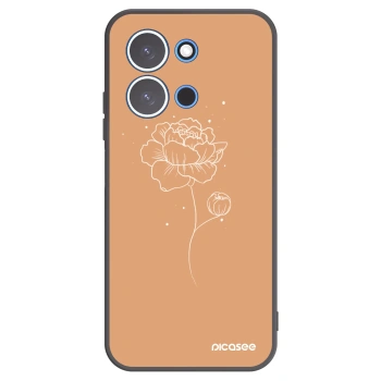 Picasee Xiaomi Redmi 15C 4G Hülle - Schwarzes Silikon - Peonies