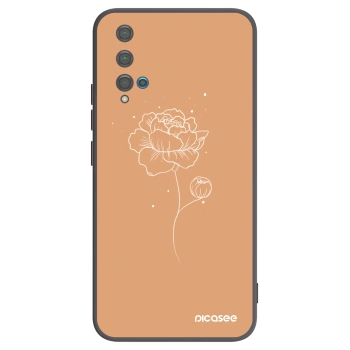 Picasee Huawei Nova 5T Hülle - Schwarzes Silikon - Peonies