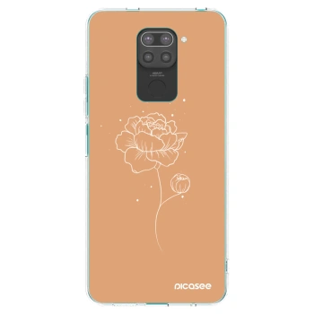 Picasee Xiaomi Redmi Note 9 Hülle - Schwarzes Silikon - Peonies