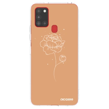 Picasee Samsung Galaxy A21s Hülle - Transparentes Silikon - Peonies