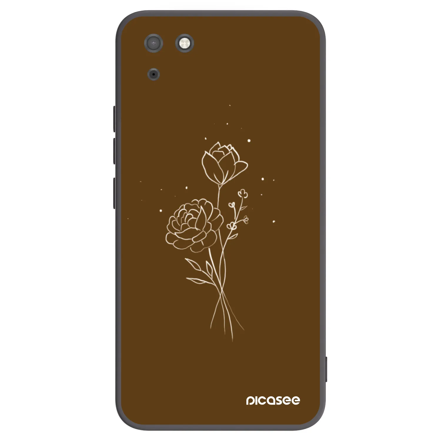 Picasee Huawei Y5P Hülle - Schwarzes Silikon - Brown flowers