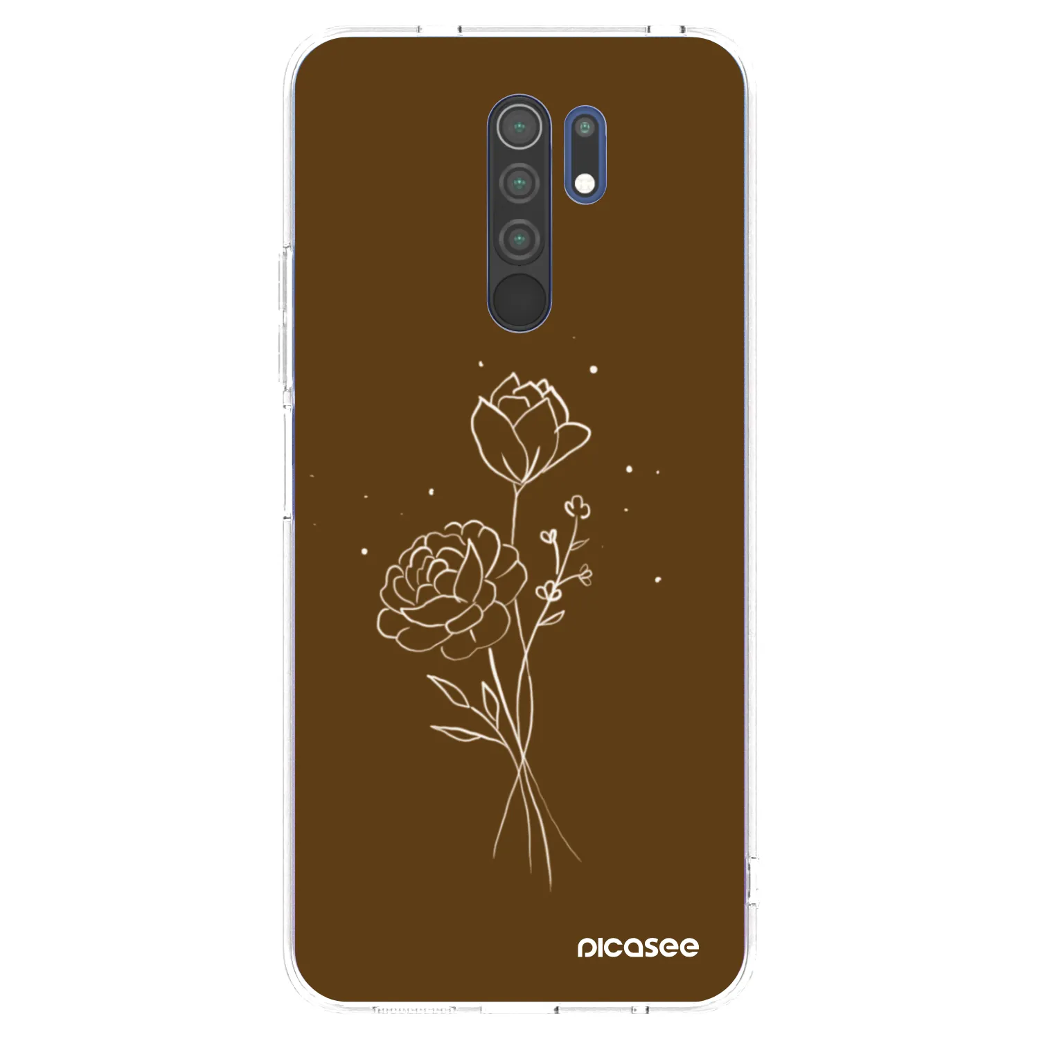 Picasee Xiaomi Redmi 9 Hülle - Transparentes Silikon - Brown flowers