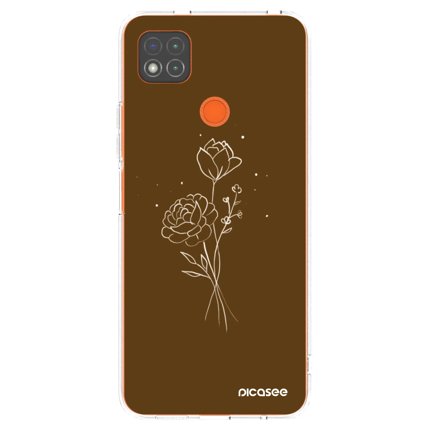 Picasee Xiaomi Redmi 9C Hülle - Transparentes Silikon - Brown flowers