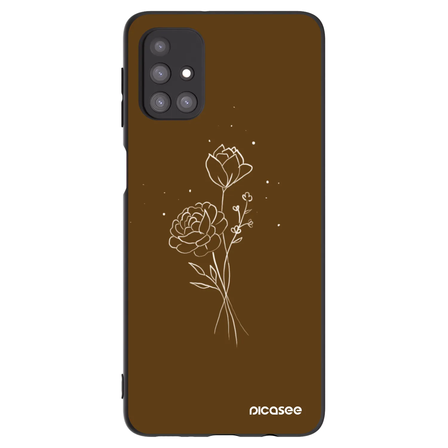 Picasee Samsung Galaxy M31s Hülle - Schwarzes Silikon - Brown flowers
