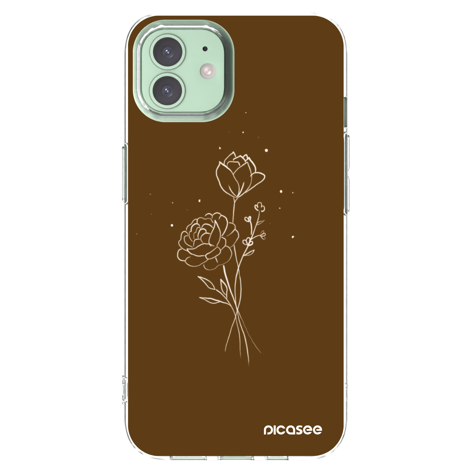 Picasee Apple iPhone 12 Hülle - Transparentes Silikon - Brown flowers
