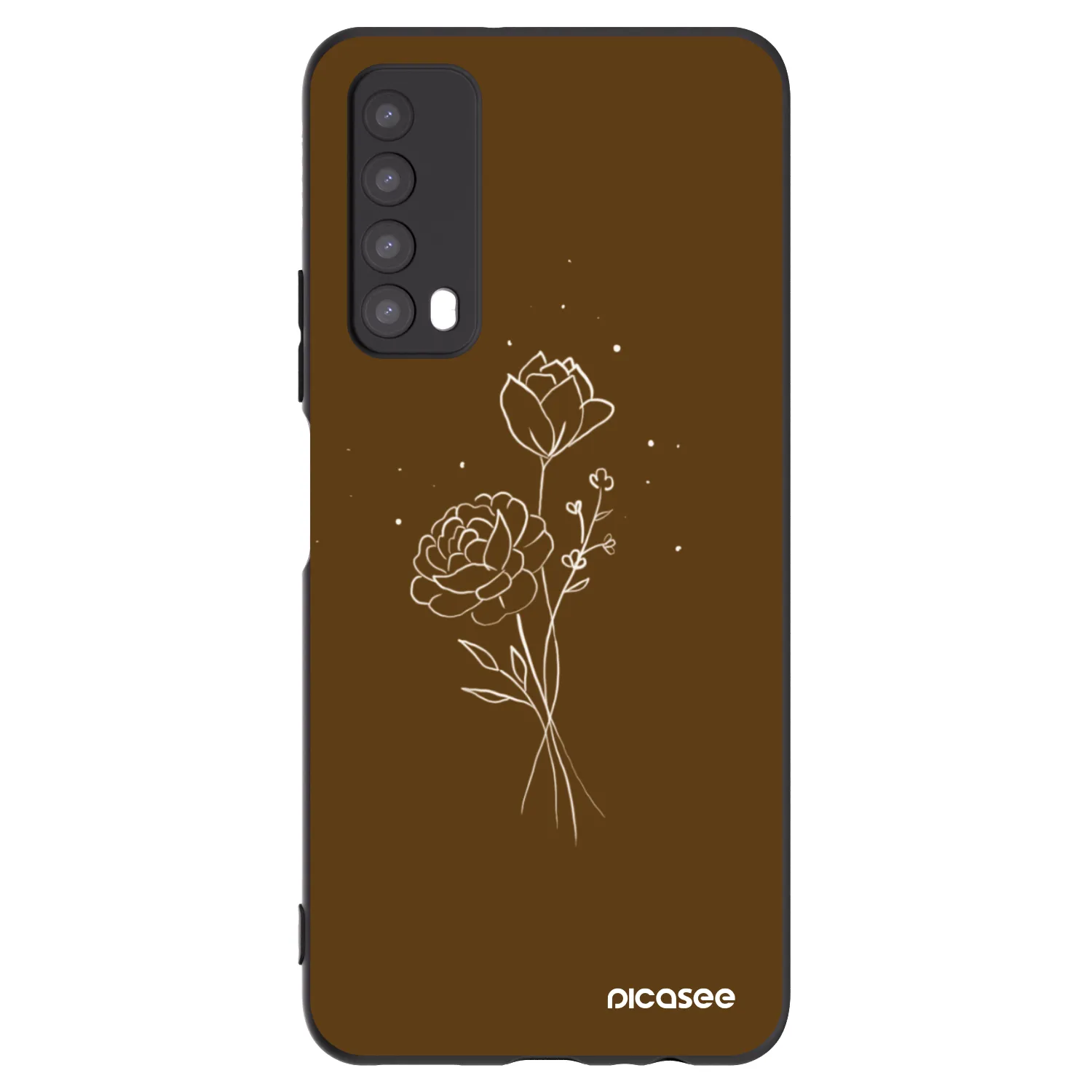 Picasee Huawei P Smart 2021 Hülle - Schwarzes Silikon - Brown flowers