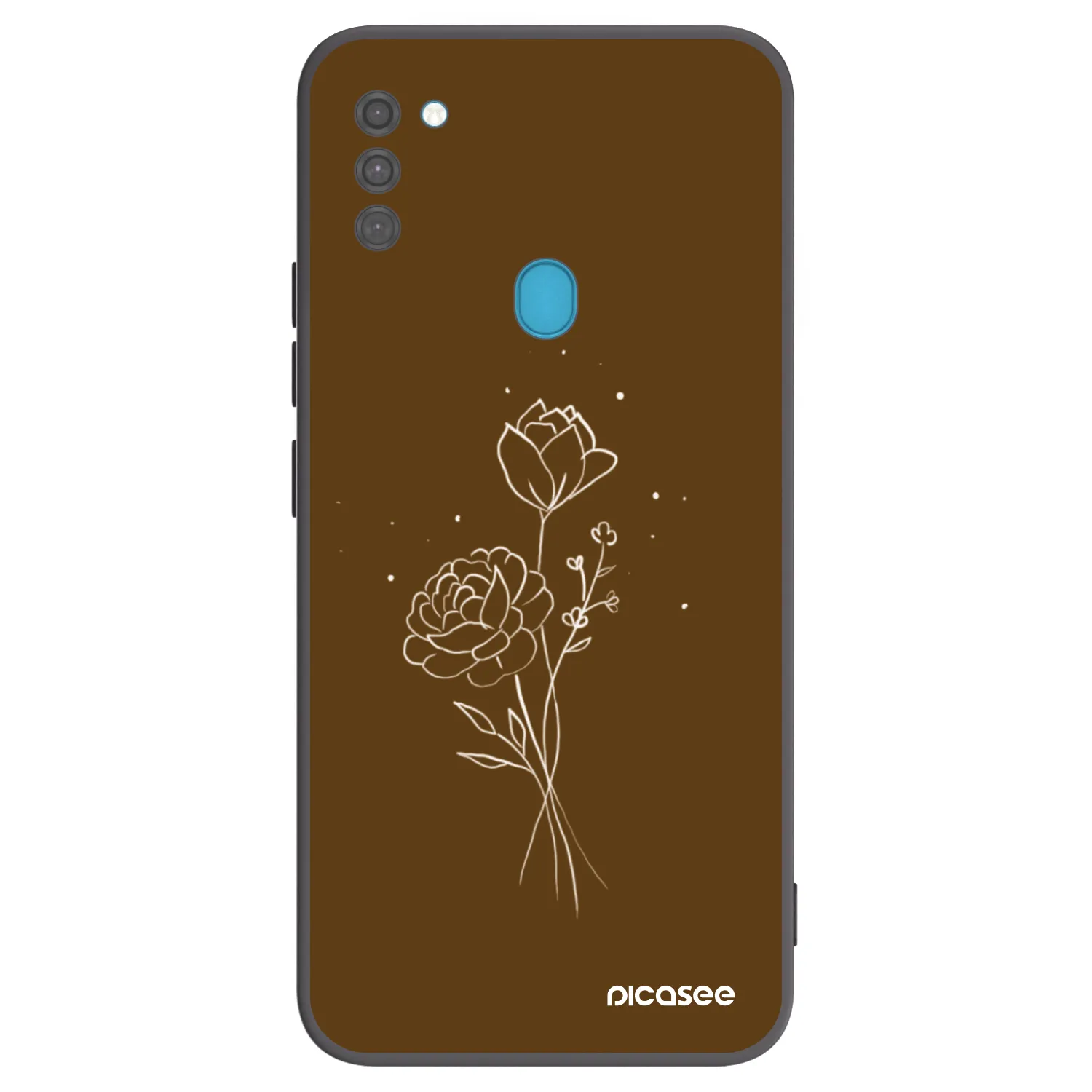 Picasee Samsung Galaxy M11 Hülle - Schwarzes Silikon - Brown flowers
