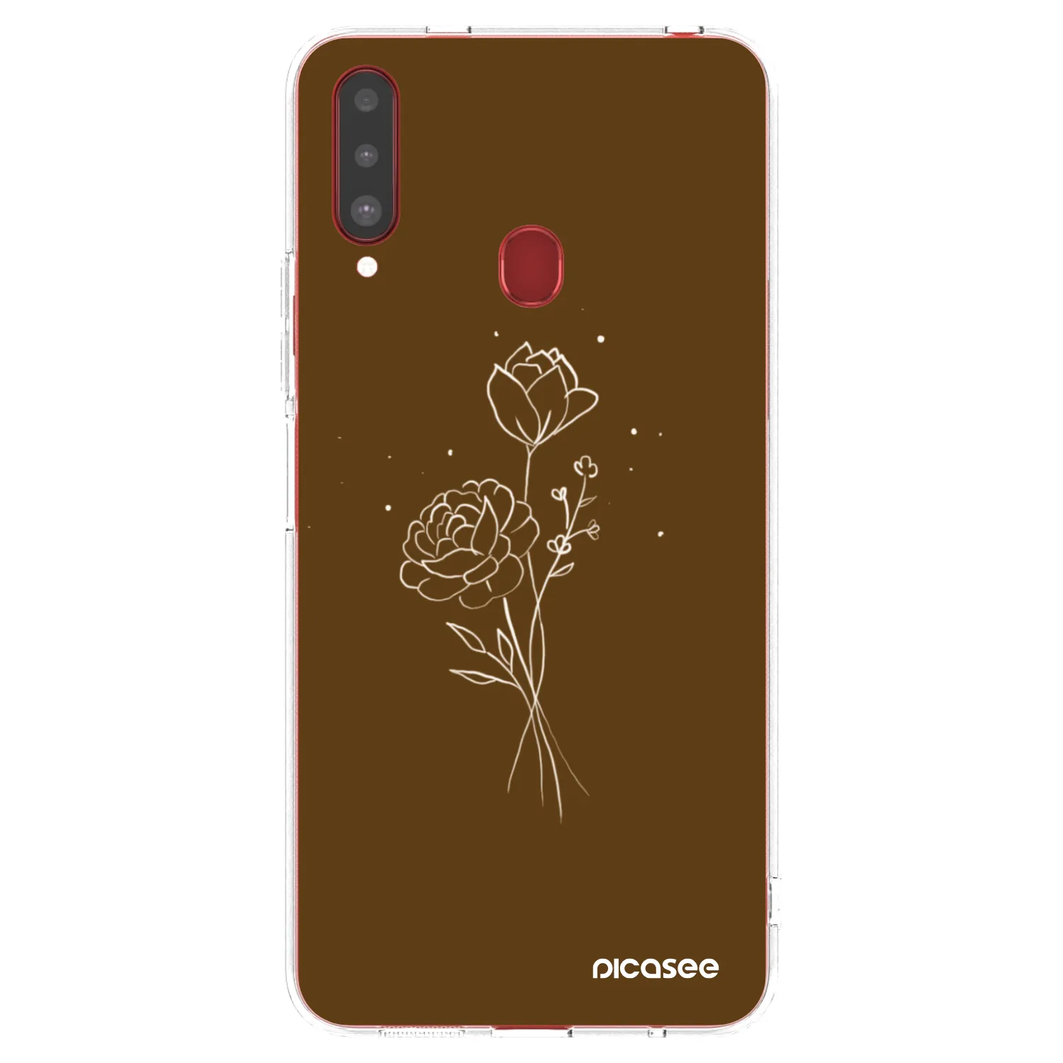 Picasee Samsung Galaxy A20s Hülle - Transparentes Silikon - Brown flowers