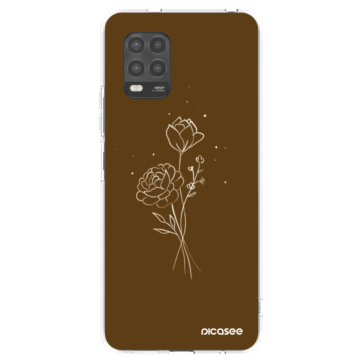Picasee Xiaomi Mi 10 Lite Hülle - Transparentes Silikon - Brown flowers