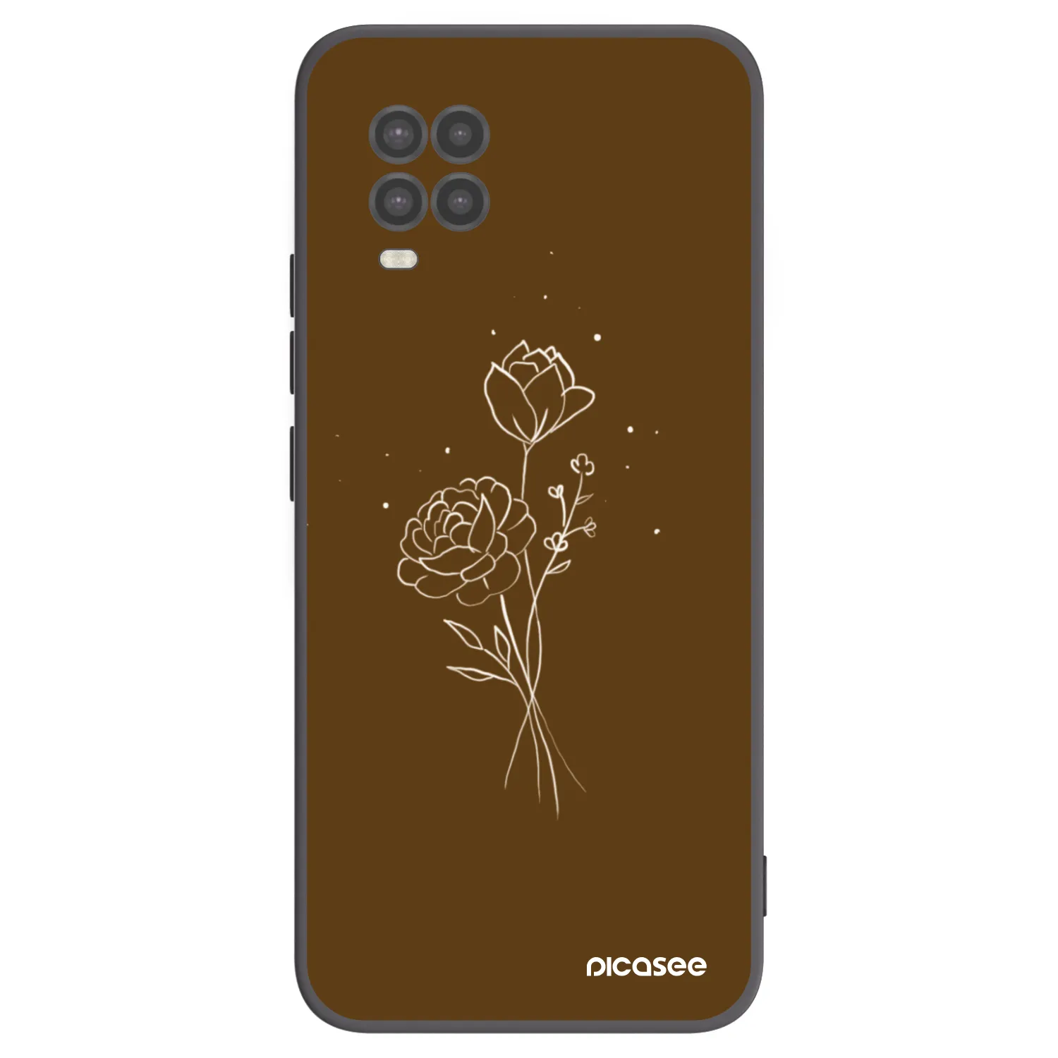Picasee Xiaomi Mi 10 Lite Hülle - Schwarzes Silikon - Brown flowers