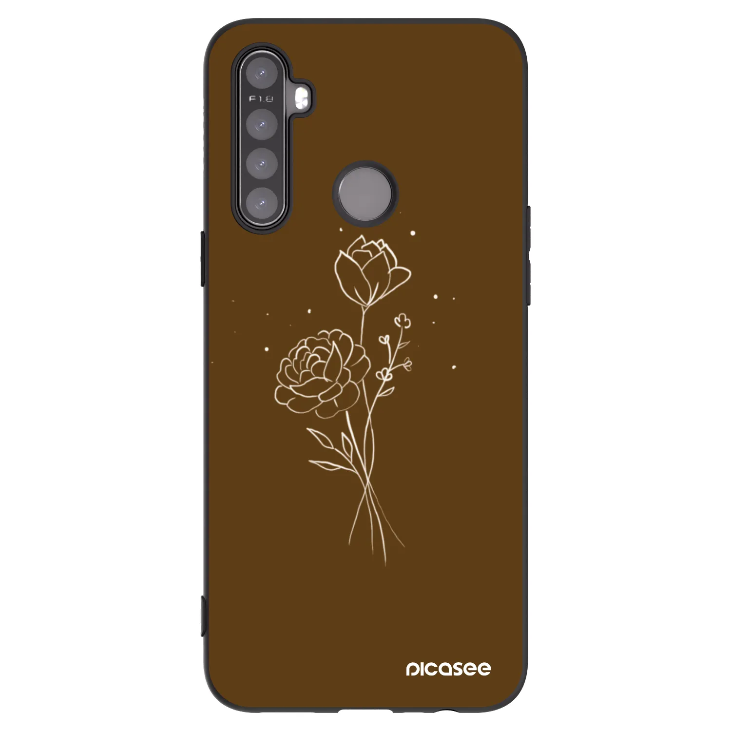Picasee Realme 6i Hülle - Schwarzes Silikon - Brown flowers